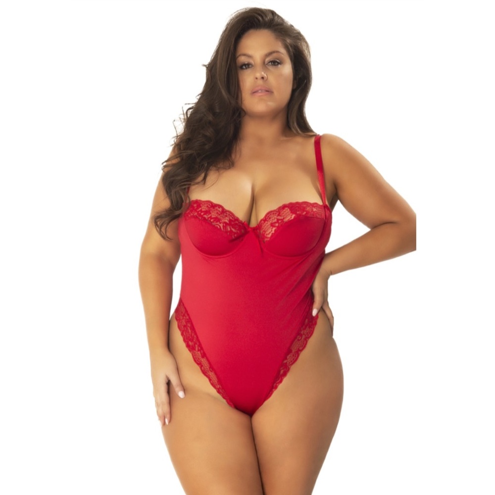 Red Plus Size Lingerie Teddy Bodysuit OhlalaCheri